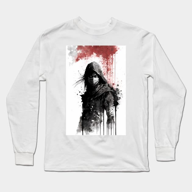 Masked Ninja Staring Into The Abyss Long Sleeve T-Shirt by TortillaChief